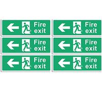 RubiGo 1/2/4/6 Pack of Fire Exit Sign (Left Arrow) Fire Signs Self Adhesive 30 X 10cm Fire Escape Sign Sticker Emergency Exit Sign Fire Signage (6)