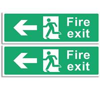 RubiGo 1/2/4/6 Pack of Fire Exit Sign (LEFT ARROW) Fire Signs Self Adhesive 30 X 10cm Fire Escape Sign Sticker Emergency Exit Sign Fire Signage (2)