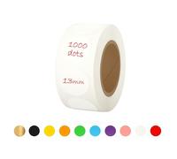 Rubigo 13mm Coloured Dot Stickers - 1000 Sticky Dots Per Roll-10 Assorted Colours, Semi Gloss, Writable, Easy Peel & Durable Circle Labels for Calendars, Planners, Craft, Office & School (Pure White)