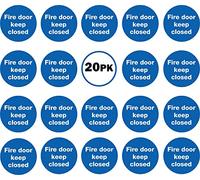 Rubigo - 2/6/12/20 Pack Fire Door Keep Shut Sign 10cm - Fire Door Safety Signs - Self Adhesive Vinyl Round Stickers for Health and Safety Compliance (20)