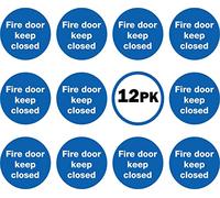 Rubigo - 2/6/12/20 Pack Fire Door Keep Shut Sign 80mm - Fire Door Safety Signs - Self Adhesive Vinyl Round Stickers for Health and Safety Compliance (12)