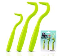 Rubigo 3 Pack Tick Remover Tools For Dogs, Cats, Humans. | Quick Safe And Painless Removal Of All Tick Sizes. 3 Different Sized Strong Plastic Tick Removers | For All Pets (Green)