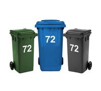 Rubigo 3 x Bin Numbers for Wheelie Bins, 0-99, 17.5cm Dustbin Stickers, Easy Application Stick On Number Stickers - Weatherproof Self Adhesive Vinyl (72)