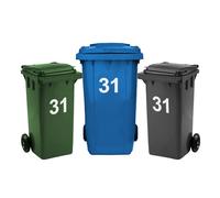 Rubigo 3 x Bin Numbers for Wheelie Bins, 0-99, 17.5cm Dustbin Stickers, Easy Application Stick On Number Stickers - Weatherproof Self Adhesive Vinyl (31)