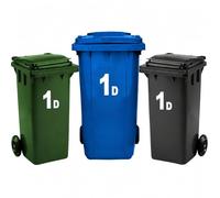 Rubigo 3 x Bin Numbers for Wheelie Bins, 0-99, Letters A-D, 17.5cm Dustbin Stickers, Easy Application Stick On Number Stickers - Weatherproof Self Adhesive Vinyl (D)