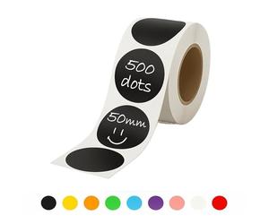 Rubigo 50mm Coloured Circle Stickers - 500 Round Stickers - 10 Colours, Writable, Durable Sticky Labels on a Roll for Thermal Printing, Moving House, Warehouse, Crafts. Semi Gloss (Deep Black)