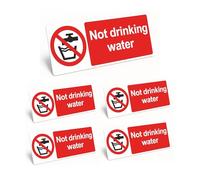 Rubigo 5pk Not Drinking Water Sign - Self Adhesive Stickers UV Resistant and Waterproof Not Drinking Water Stickers Safety Sign for Office, Company, School, Hotel and Factory (15" x 5") 5pcs