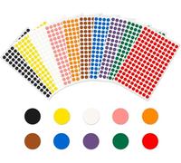 Rubigo 8mm Coloured Dot Stickers - 1500/3000 Sticky Dots in 10 Assorted Colours, Circle Labels for Calendars, Planners, Crafts, Office & School Use (10 Colours, 1500 Dots)