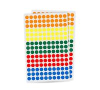 Rubigo 8mm Coloured Dot Stickers - 1500/3000 Sticky Dots in 5 Assorted Colours, Circle Labels for Calendars, Planners, Crafts, Office & School Use (3000 Dots)