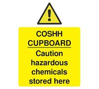 Rubigo Coshh Cupboard Sign - Self Adhesive Hazardous Chemicals Stored Here Coshh Stickers, Waterproof Health and Safety Signs - 20x15cm (Pack of 1)