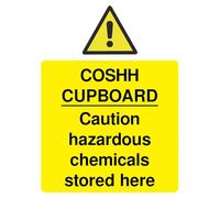 Rubigo Coshh Cupboard Sign - Self Adhesive Hazardous Chemicals Stored Here Coshh Stickers, Waterproof Health and Safety Signs - 20x15cm (Pack of 5)