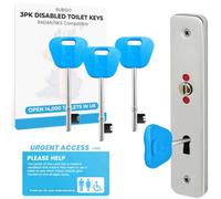 RubiGo Disabled Toilet Keys, Compatible with Radar Key for Disabled Toilets UK, (3 Pack) Universal Access Key for UK Public Disabled Toilets - with 'Just Can't Wait' Card (Blue)
