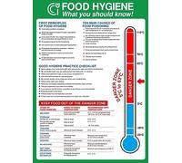 Rubigo Food Hygiene Stickers - Health and Safety Guide Food Labels - A4 Food Temperature Safety Sign, Self Adhesive Stickers, Laminated kitchen Signs for Restaurant, Kitchen (21 x 29.7cm)