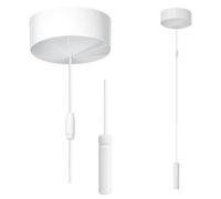 Rubigo Gloss White Bathroom Light Pull Cord Switch with Modern White Aluminium Handle | 2 Way 6AX Ceiling Pull Cord Light Switch (White)
