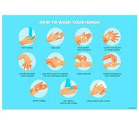 Rubigo How To Wash Your Hands Sign - A4, UV and Waterproof Self Adhesive Sticker, Hand Washing Poster - Hygiene Safety Poster Instructions Sign for Home, School, Office, Toilet (A4)