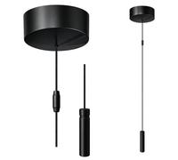 Rubigo Matt Black Bathroom Light Pull Cord Switch with Modern Black Aluminium Handle | 2 Way 6AX Ceiling Pull Cord Light Switch (Black)