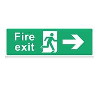 RubiGo Pack of Fire Exit Signs (RIGHT ARROW) Self Adhesive 30 X 10cm Fire Escape Sign Sticker Emergency Exit Signage