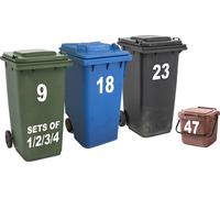 Rubigo Set of 1/2/3/4 Bin Numbers for Wheelie Bins - 17.5cm Dustbin Stickers - Easy Application Stick On Number Stickers - Weatherproof Self Adhesive Vinyl