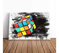 Rubik Cube V3 | Canvas Wall Art Print | Framed & Ready to Hang Picture | Modern Home Decor for Living Room, Bedroom, Kitchen or Office | 20x14 Inches