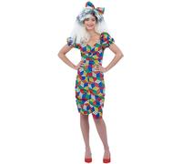 Smiffys Rubik's Cube Costume with Dress & Headband, Officially Licensed Rubiks Cube Fancy Dress, Adult Dress Up Costumes