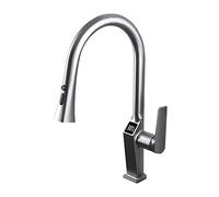 Rubinetto da cucina ad arco Alto con doccetta estraibile, rubinetto per lavello in ottone, doppia modalità di erogazione dell'acqua, Design moderno per un facile accesso
