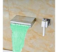 Rubinetto da cucina Che cambia Colore - Rubinetto per lavabo da bagno a parete con maniglia singola - Miscelatore per lavabo trasparente Giallo chiaro Caldo e Freddo per
