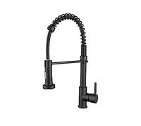 Rubinetto da cucina estraibile Nero con molla, miscelatore per lavello girevole a 360° con getto e ugello Spray, rubinetto in ottone per Acqua calda e fredda per cucine m