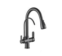 Rubinetto da cucina girevole a 360°, miscelatore estraibile con pistola filtrante per Acqua, beccuccio Grigio per lavello per Acqua pura, rubinetti da cucina moderni, fac