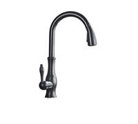 Rubinetto da cucina in Bronzo Nero, miscelatore estraibile, girevole a 360°, rubinetto per lavello in ottone per Acqua calda e fredda, Bronzo oliato, Perfetto per la puli