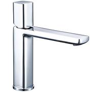 Rubinetto per bagno cromato lucido - Rubinetto per lavabo da Piano con maniglia singola in ottone, Acqua calda e fredda, Design estraibile per lavandino - Elegante finitu