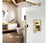 Rubinetto per bagno, doccia a pioggia dorata, rubinetto per vasca, miscelatore per vasca da bagno a parete, rubinetto per doccia, Set doccia da 12 pollici, 8 pollici, ir