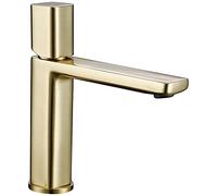Rubinetto per lavabo con maniglia singola in cromo lucido e oro Spazzolato - Montaggio su Piano, rubinetto in ottone estraibile per Acqua calda e fredda - Elegante Access