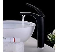 Rubinetto per lavabo da bagno in ottone Nero, miscelatore per Acqua calda e fredda, rubinetto per lavabo resistente per bagni moderni, Elegante rubinetto per lavabo di FA
