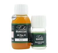 Rubio Monocoat Oil Plus 2C Wood Finish, 5 m² - Pure | Quick-Dry, Eco-Friendly Linseed Wood for Indoor Use, Includes Accelerator (Part B) | Protector | 130 ML