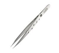 Rubis Hole Pattern Stainless Steel Pointed Tweezers for Precise Eyebrows and Hair Removal, The Elegance Collection, Made in Switzerland