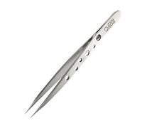 Rubis Hole Pattern Stainless Steel Pointed Tweezers for Precise Eyebrows and Hair Removal, The Elegance Collection, Made in Switzerland