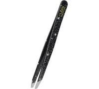 Rubis Switzerland Tweezers Slanted - Black Glitter - Professional Slant Plucking Tweezers for Eyebrow Shaping and Hair Removal