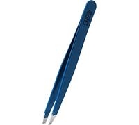 Rubis Tweezers Blue - Slanted, Fine and Pointed - Eyebrow Tweezers - Slanted Tip for Hair Removal - Professional Tweezers