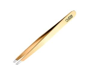 Rubis Tweezers Classic Gold 1K103 - The Perfect Tool for Eyebrow Care - Tweezers with Pointed Tips - Suitable for Plucking Eyebrows & Removal of ingrown Hairs or splinters