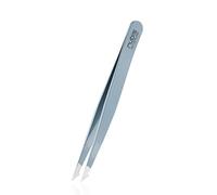 Rubis Tweezers Evolution 2in1 - Pointed Slant Tweezers - Sharp Point Tip - Fine Hair & Ingrown - Light Blue