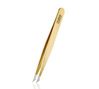 Rubis Tweezers Evolution 2in1 - Pointed Slant Tweezers - Sharp Point tip Tweezers for fine Hair - Eyebrow tweezer Switzerland - Gold