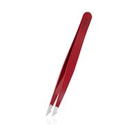 Rubis Tweezers Evolution - Pointed Slant Tweezers - Sharp Point Tip - Fine Hair - Eyebrow Tweezer - Switzerland - Red