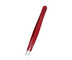 Rubis Tweezers Evolution - Pointed Slant Tweezers - Sharp Point Tip - Fine Hair - Eyebrow Tweezer - Switzerland - Red