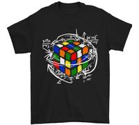 Rubix Cube Equation Funny Puzzle Enigma Mens T-Shirt 100% Cotton Black S