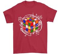 Rubix Cube Equation Funny Puzzle Enigma Mens T-Shirt 100% Cotton Red S