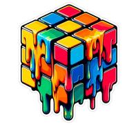 Rubix Cube Sticker | Vinyl Stickers & Waterproof Decals | Assorted Aesthetic Stickers for Laptops, Water Bottles, Phones & More | Cool Stickers for Adults, Teens | 1 Pack (4 x4x0.1")