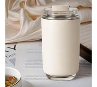 RUBIZA Coffee Travel Mug 240ml Leakproof Stainless Steel Insulated Cup Reusable Thermal Flask for Hot and Cold Drinks Eco Friendly Tumbler for Office Commuting and Travel (White)