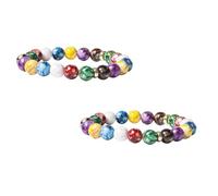 Rubu22a 2 Pieces Natural Stone Bead Bracelet for Women Colourful Real Stones Adjustable Braided Rope Bracelet Yoga Bead Bracelet Braid Bracelet Gifts for Girls, one size, Stainless Steel, Stainless