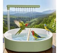 Rubu22a Automatic Bird Shower Budgie Budgie Shower, Bird Shower, USB Power Loop Bird Bath Balcony, Bird Bath, 26-Hole Shower with Gentle Rain Effect (Green)