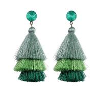 Rubu22a Bohemian Three Layer Tassel Earrings Simple Exaggerated Earrings Rings Silver Small, E, One Size